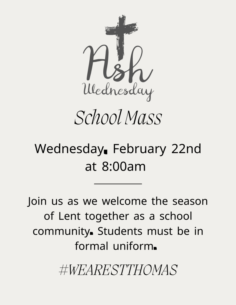 Ash Wednesday Service Information | St. Thomas the Apostle School