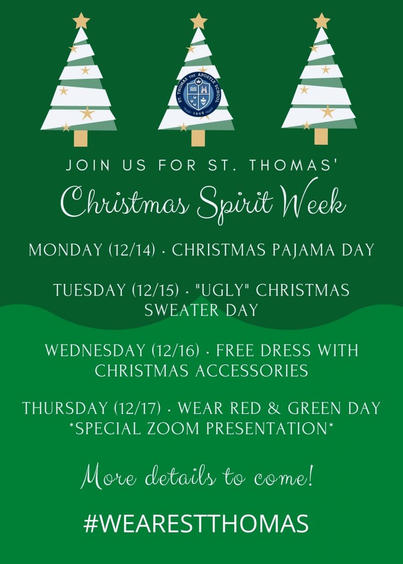 Christmas Spirit Week Other Reminders St Thomas The Apostle School