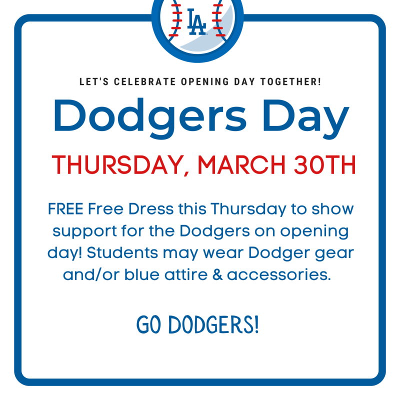 Dodgers Day this Thursday!  St. Thomas the Apostle School