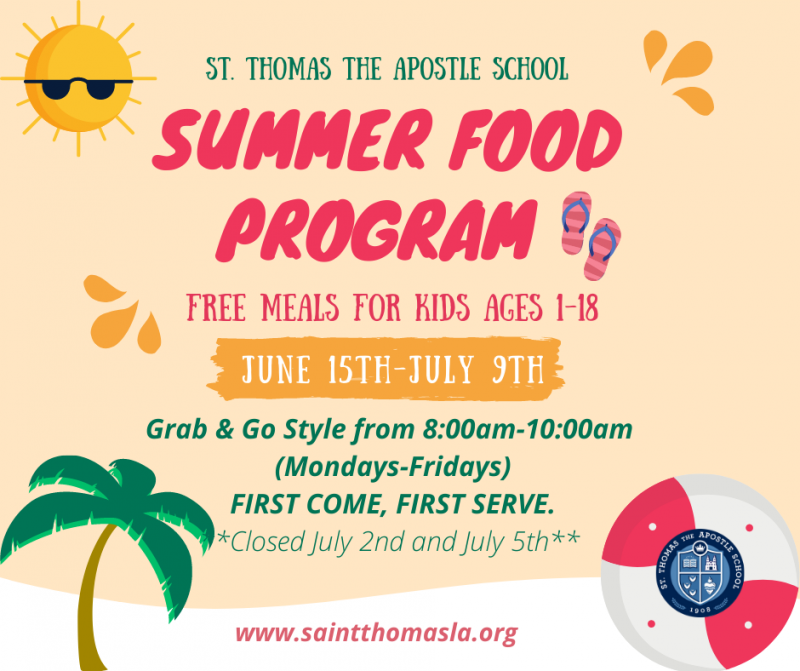 Summer Lunch Program Information St. Thomas the Apostle School